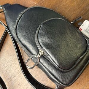 NWT- Black Leather Crossbody Bag